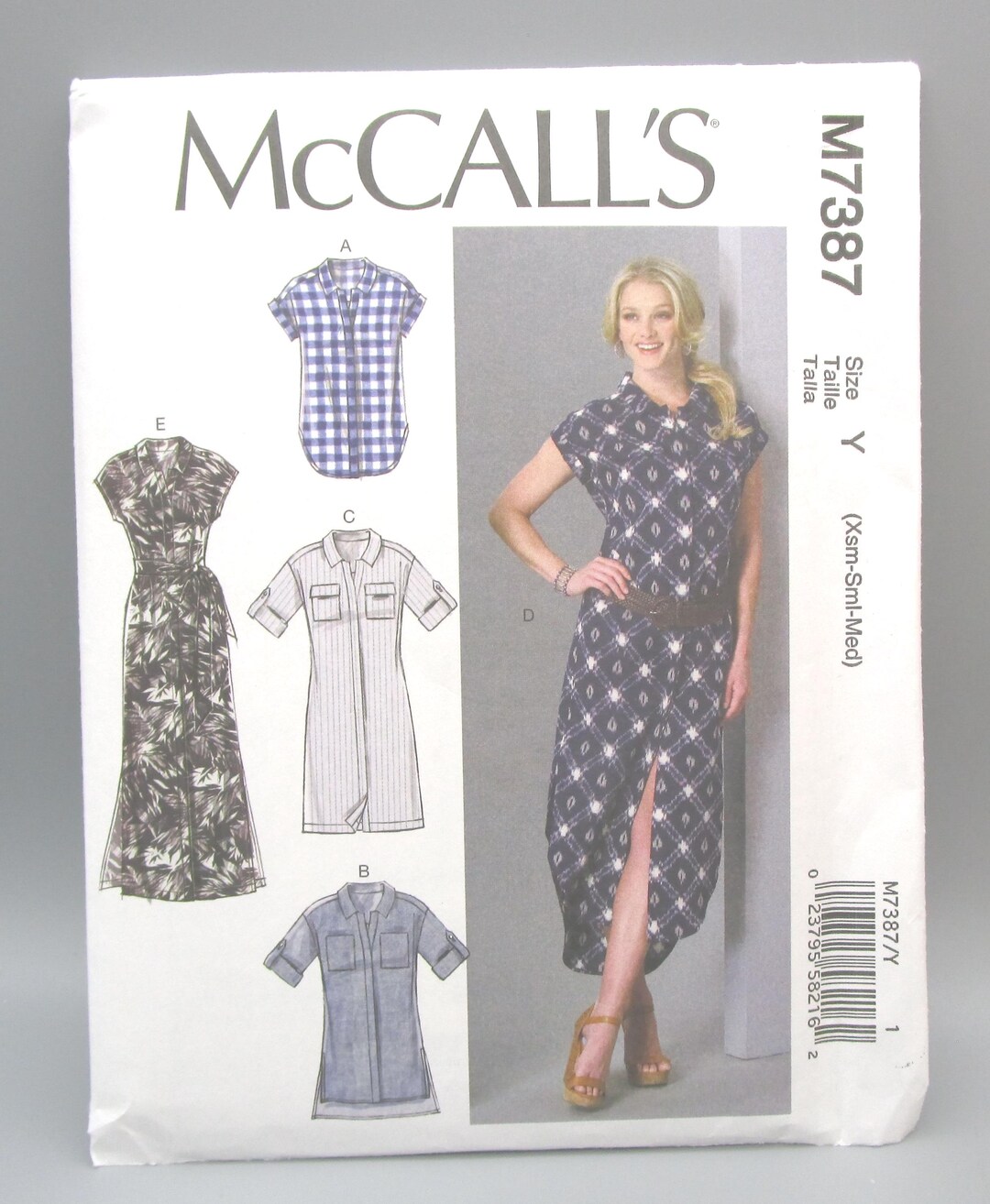 M7387 Mccall's M7387 ~ Size Y (x-small, Small, Medium) ~ Misses' Button-down ...
