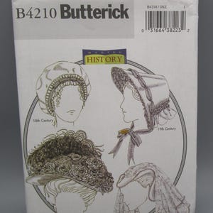 Butterick B4210 ~ One Size ~ Misses' Making History Historical Hat Sewing Pattern ~ 18th, 19th and Turn of The Century, Elizabethan
