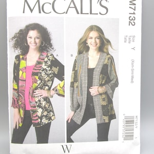 May include: McCall's sewing pattern M7132 featuring two jacket designs. The pattern envelope shows images of the finished jackets, with a variety of prints and patterns. The size is Y (Xsm-Sml-Med).