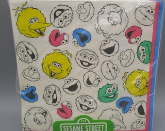 Sesame Street ~ 40 Count Multi-Color Faces Big Bird, Oscar, Cookie Monster & Elmo Lunch Paper Napkins