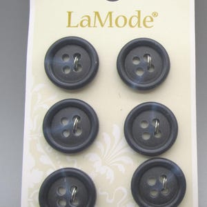 Blumenthal Lansing LaMode ~ 6 Count Navy Blue 5/8" (16mm) Round 4-Hole Buttons #3908