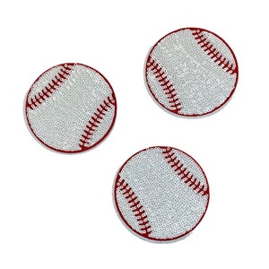 Sequin Baseball Patch, Large Glitter Iron On Baseball Patch