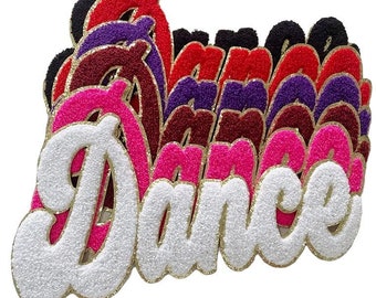 Strykmärke med dansmönster i chenille-stil (25,5 cm x 14,5 cm)