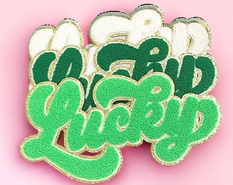 Lucky Chenille Iron On Patch, St. Patrick's Day DIY Varsity Letter