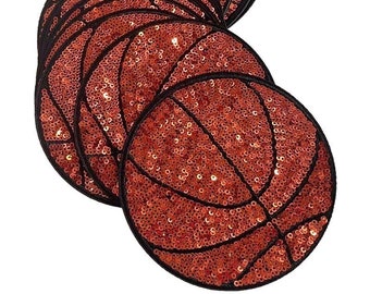 Sequin Basketball Patch, Large Glitter Iron On Patch