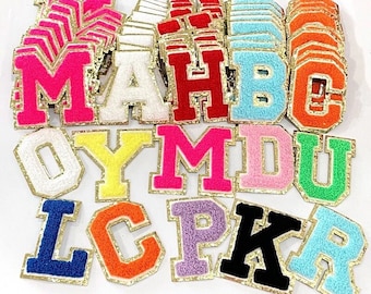 Parche termoadhesivo con letras de chenilla, 8 cm, ideal para bricolaje universitario