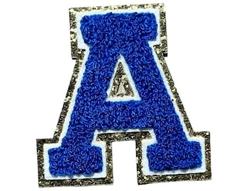 Royal Blue Chenille Letter Patch, Iron On Varsity Letter (3.12")