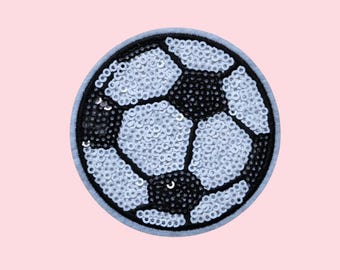 Sequin Soccer Ball Iron On Patch, DIY Applique