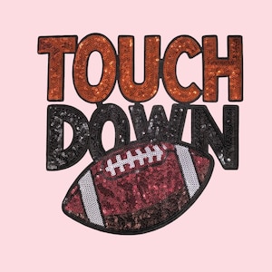 Toppa da stirare con paillettes &quot;Touch Down Football&quot;, fai da te per il giorno della partita