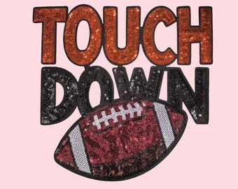 Parche termoadhesivo con lentejuelas Touch Down Football, ideal para el día del partido