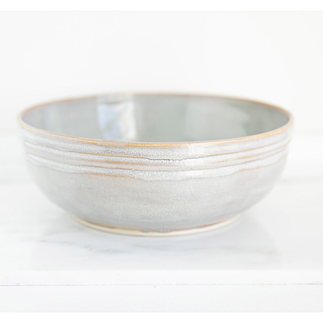 Handmade Ceramic Bowl, Farmhouse White, Light Green Bowl Pottery Bowl ...