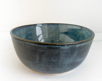 handmade ceramic bowl, subtle ocean inspired blue bowl,medium hand thrown bowl, blue bowl