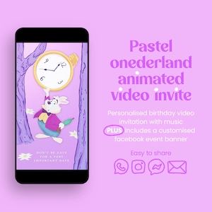 Pastel Onederland First Birthday Invite • Animated Video Invitation • Alice in Wonderland 1st Birthday