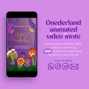 Onederland First Birthday Invite • Animated Video Invitation • Alice in Wonderland 1st Birthday