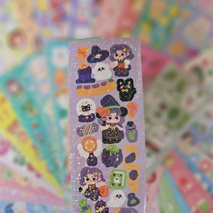 Jolies feuilles d'autocollants, autocollants coréens, scintillants, autocollants laser, autocollants kawaii,