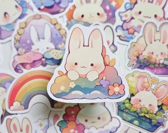 Cute bunny stickers, bunny, rabbit, waterproof stickers, waterproof, kawaii stickers, waterbottle, lunchbox, notebook