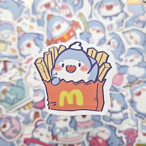 Pegatinas de tiburón, animales, impermeables, kawaii, para botellas de agua, loncheras y cuadernos.