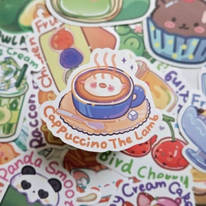 Schattige dierenvoedselstickers, dier, eten, waterdichte stickers, waterdicht, kawaiistickers, waterfles, lunchbox, notitieboekje