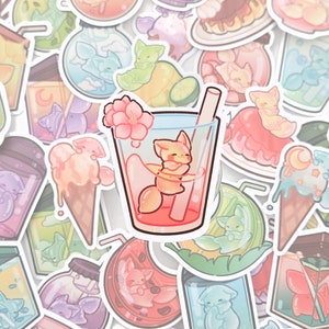 Niedliche Fuchs Aufkleber, Tier, wasserfester Aufkleber, Wasserflasche, Lunchbox, Notebook, Wasserflasche