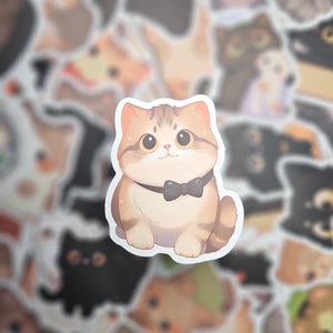 Pegatinas de gato lindas, gatito, gato grande de ojos redondos, animal, pegatinas kawaii, botella de agua, lonchera, cuaderno, bricolaje
