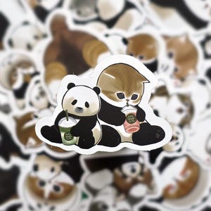 Cute Mofusand panda stickers, cat, panda, red panda, cosplay cat, stickers, waterproof, waterbottle, lunchbox, notebook, DIY