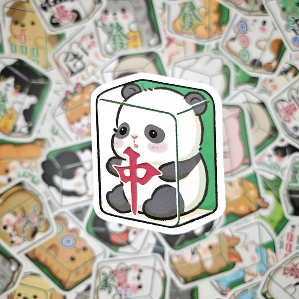 Cute mahjong stickers, animal stickers, mahjong, stickers, waterproof, kawaii stickers, lunchbox, notebook