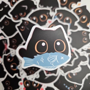 Adorables autocollants chat noir, chat noir, chat, autocollants, autocollants kawaii, boîte à lunch, cahier