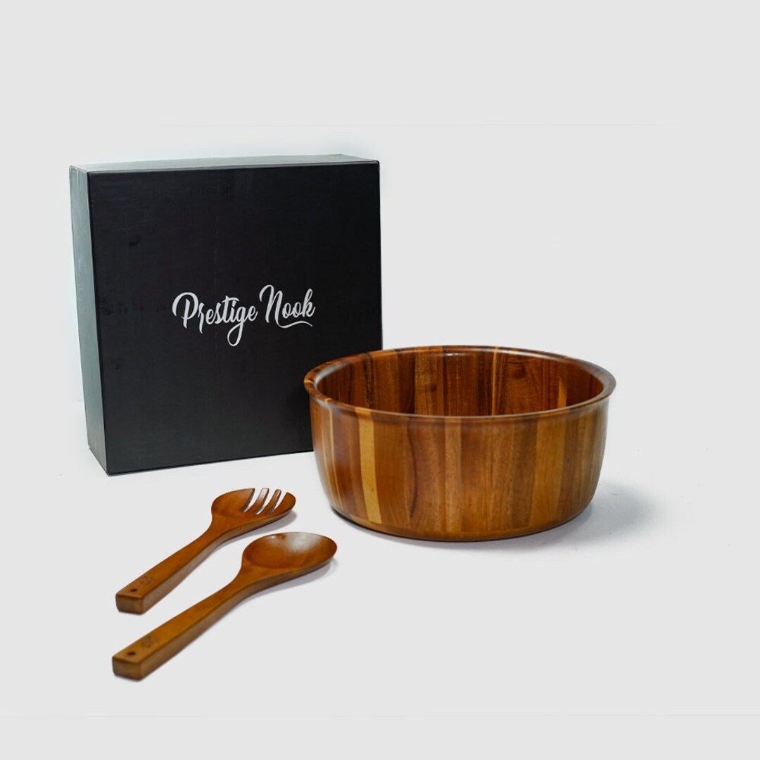 Wood Salad Bowl With Servers Extra Large Acacia Wood Salad Bowl