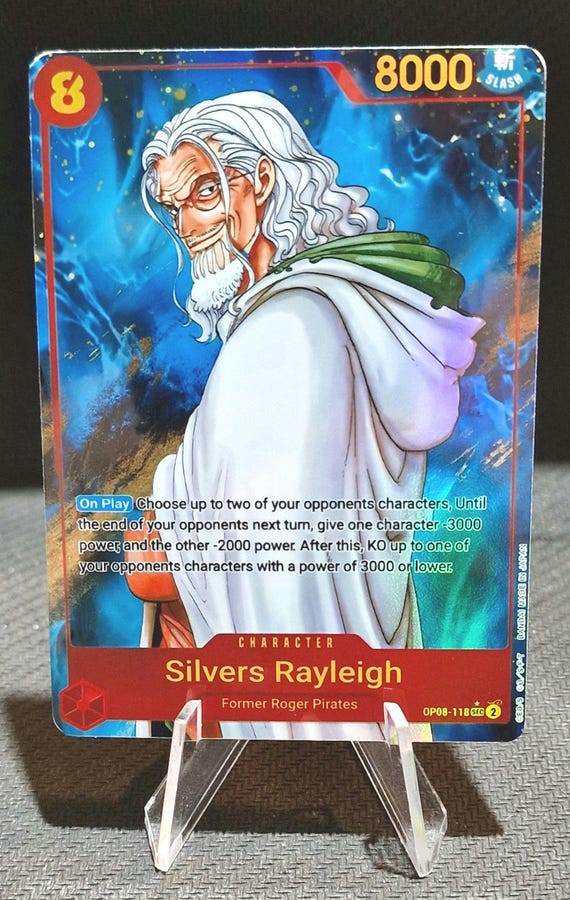 One Piece Proxy Card Holo - Silvers Rayleigh OP08-118 Character - Etsy