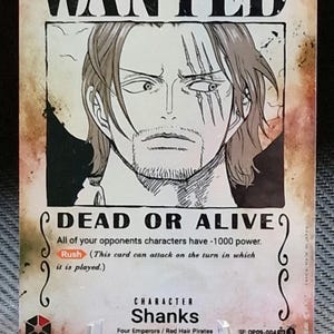 Carte proxy One Piece Holo - Shanks OP09-004 Personnage Alt ART Wanted version ENG
