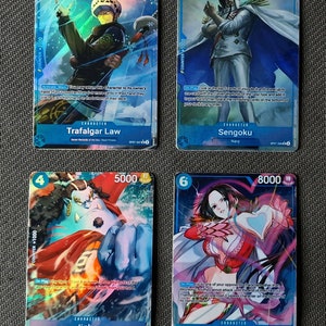 One Piece Proxy-Karte Holo – Trafalgar Law Sengoku Boa Hancock Jinbe Pack – OP07 Charakter blau