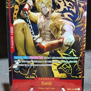 Tarjeta proxy de One Piece Holo - Personaje Sanji OP01-013 Versión exclusiva en inglés del primer aniversario