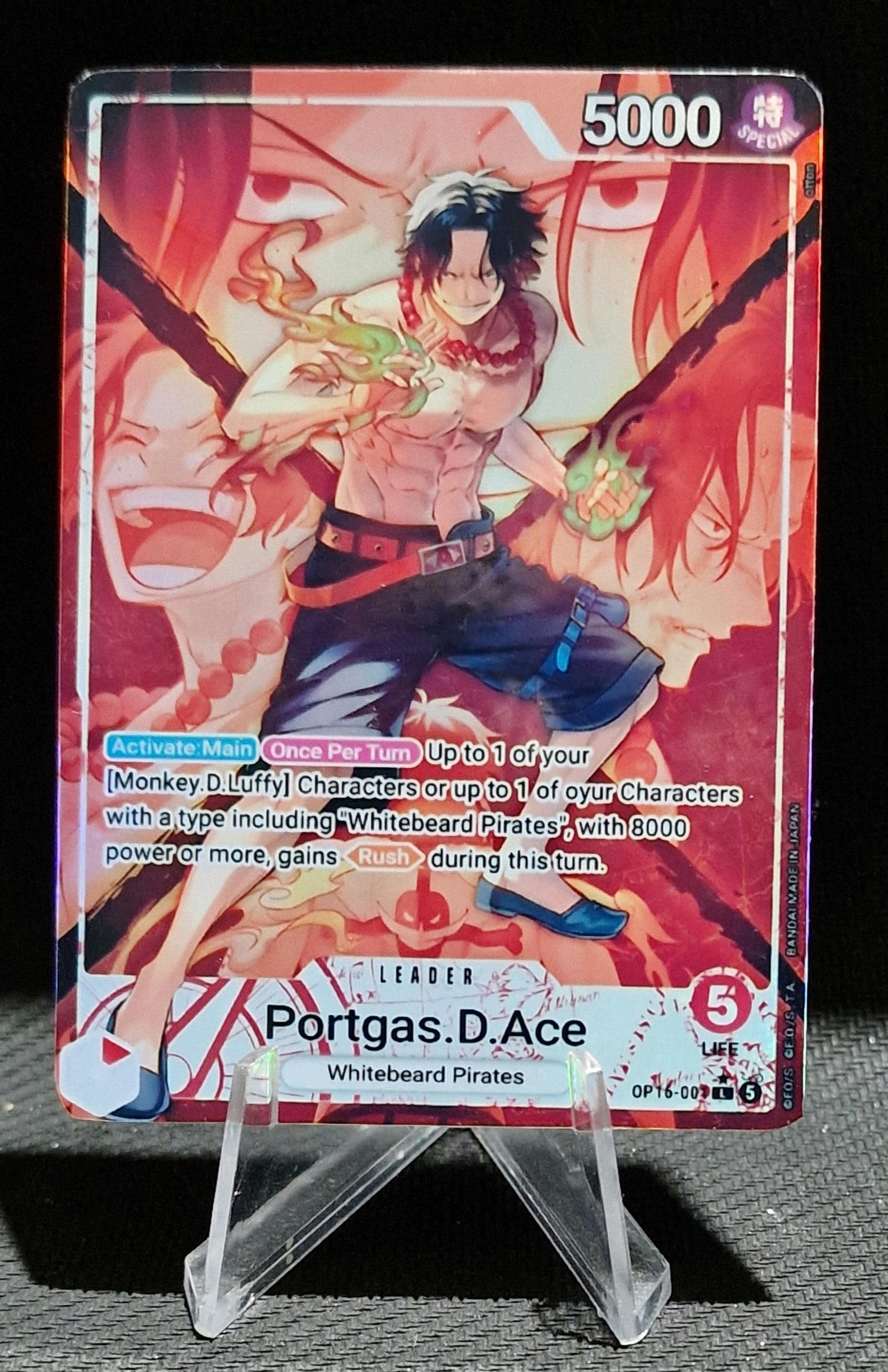 One Piece Proxy Card Holo - Portgas D. Ace Leader OP16-001 Alt Art