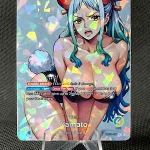 One Piece Karte Holo - Yamato Custom Leader OP06-022 Alt Art Neue Holografie "Shatter Glass" Waifu