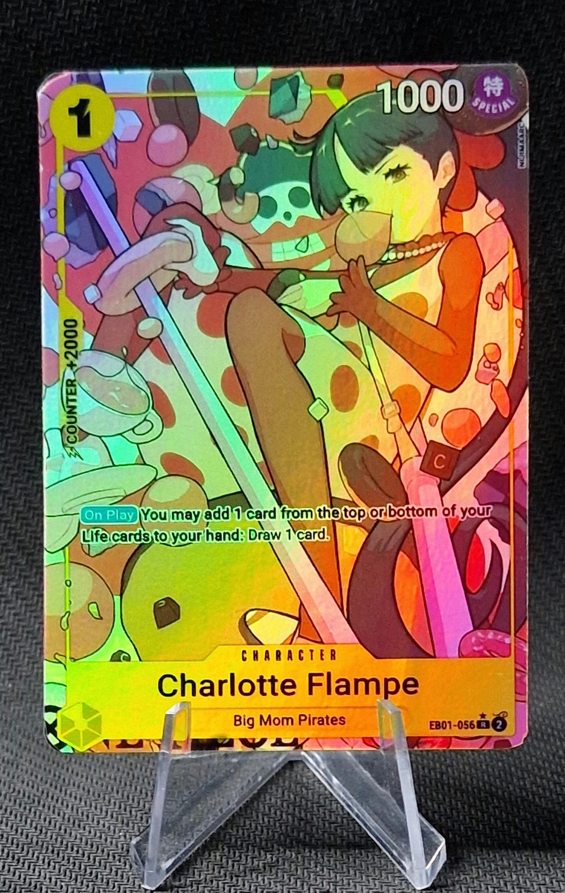 One Piece Proxy Card Holo Viola Charlotte Flampe Shirahoshi EB01