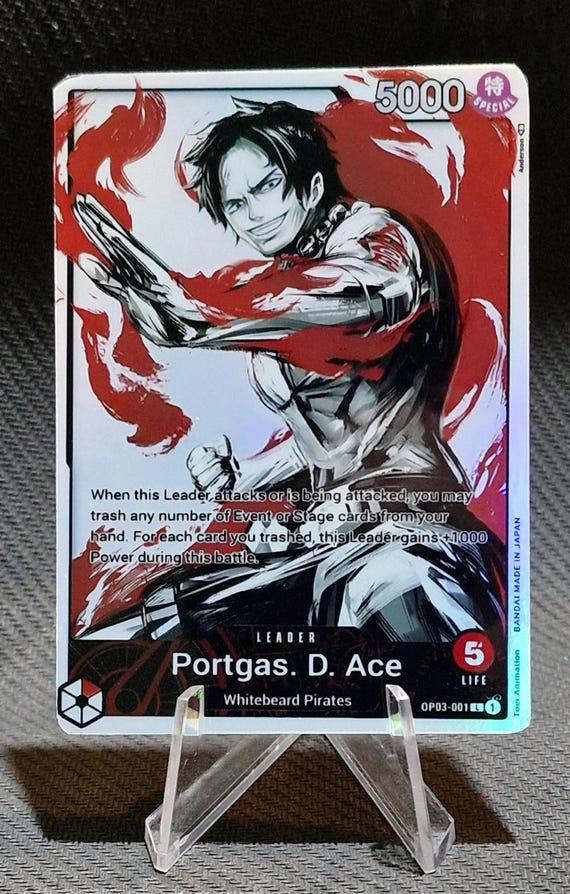 One Piece Proxy Card Holo - Portgas. D. Ace Leader OP03-001 Alt