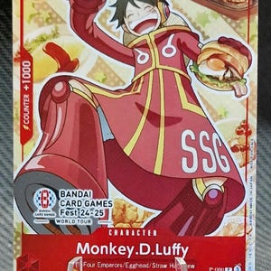One Piece Proxy-Karte Holo – Monkey.D.Luffy P-080 Charakter BCG Fest 2024-2025 Besucherbonus Egghead ENG-Version