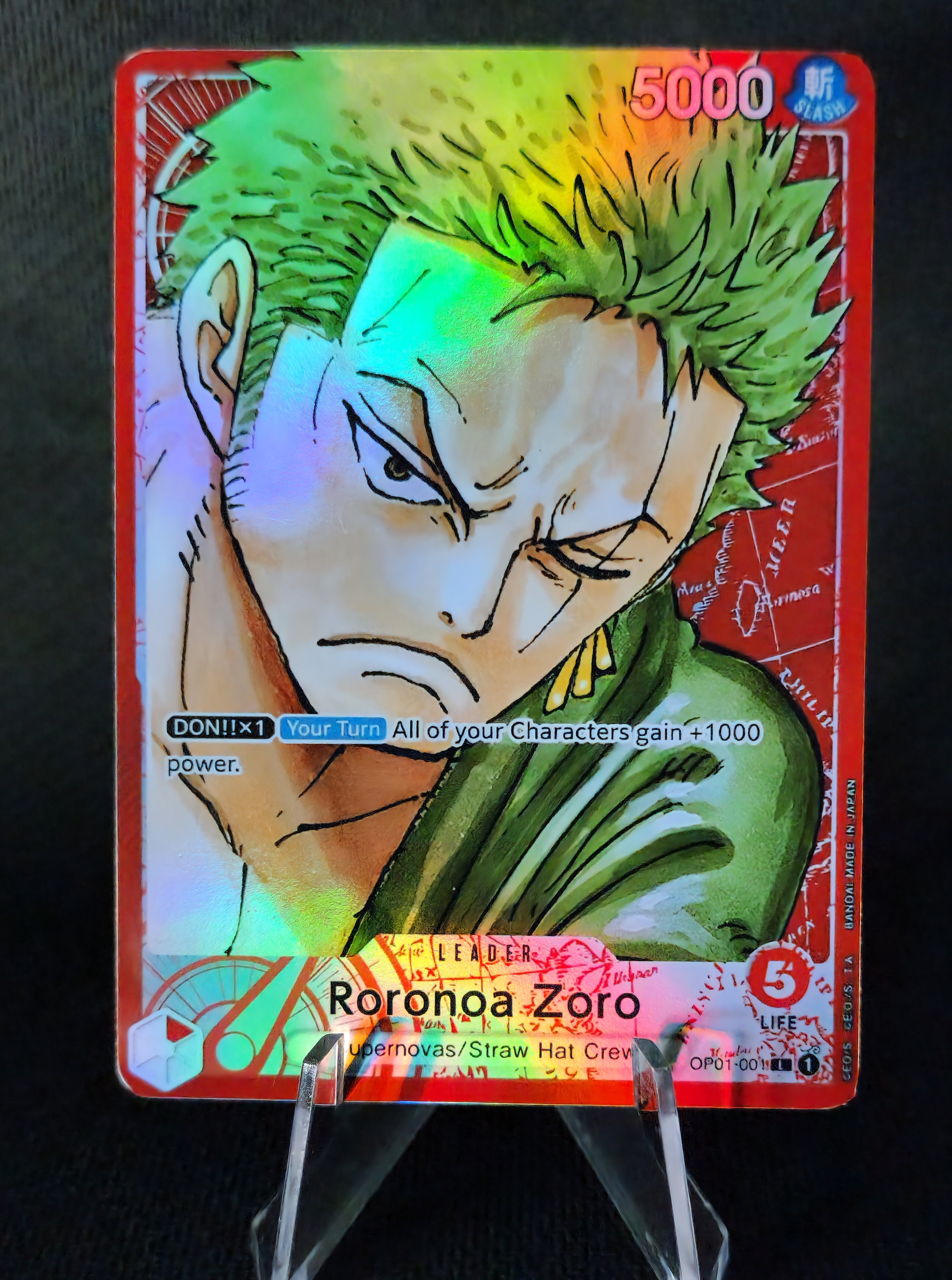 One Piece Proxy Card Holo - Roronoa Zoro Leader OP01-001 Alt Art