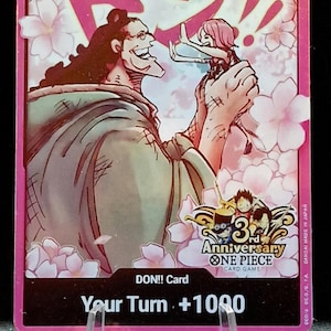 One Piece proxy card Holo - Pink DON!! Card Bartholomew Kuma Jewelry Bonney- Custom card - Handmade - 3rd Anniversary