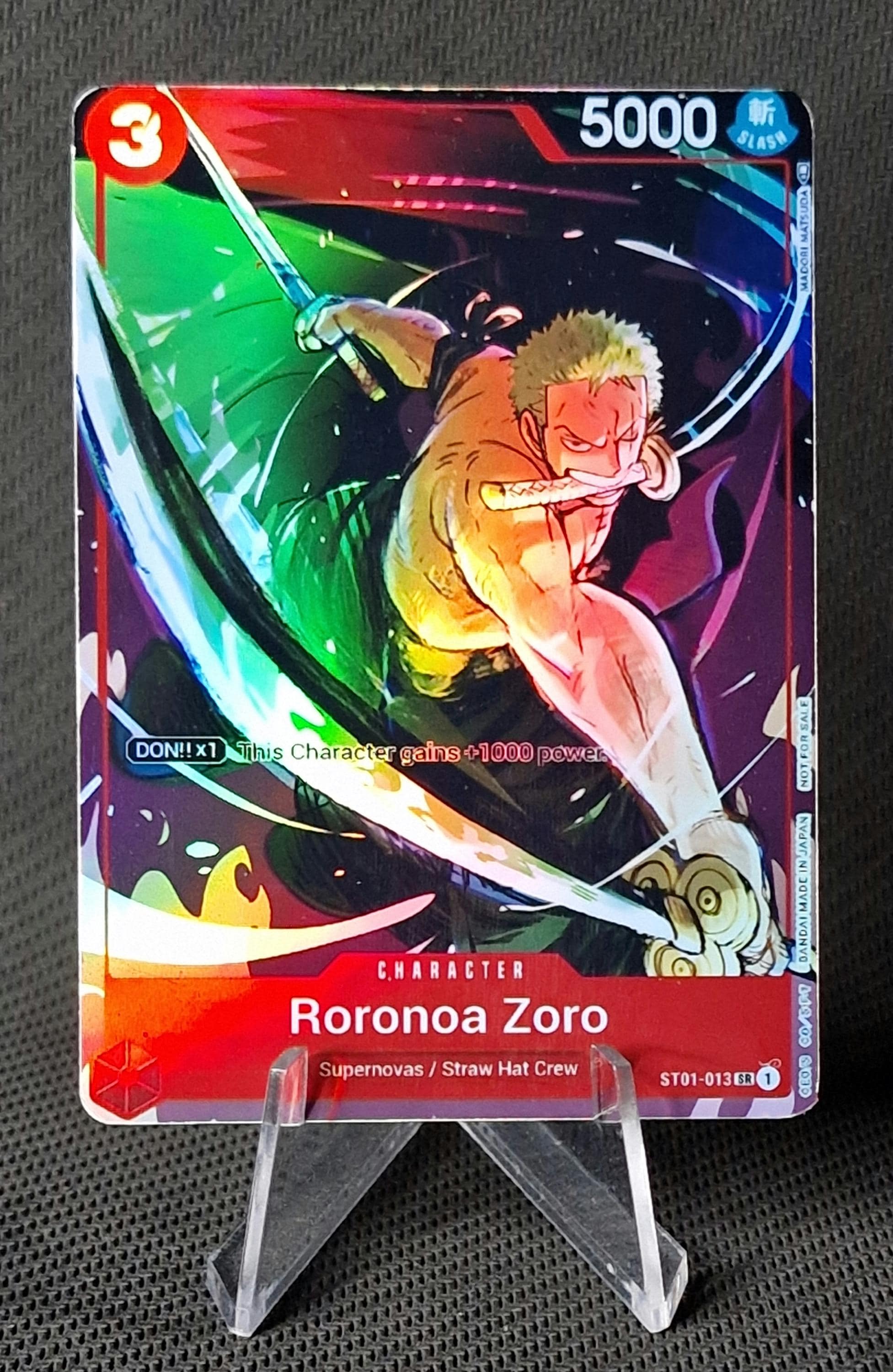 One Piece Proxy Card Holo Roronoa Zoro ST01-013 Promotional Card