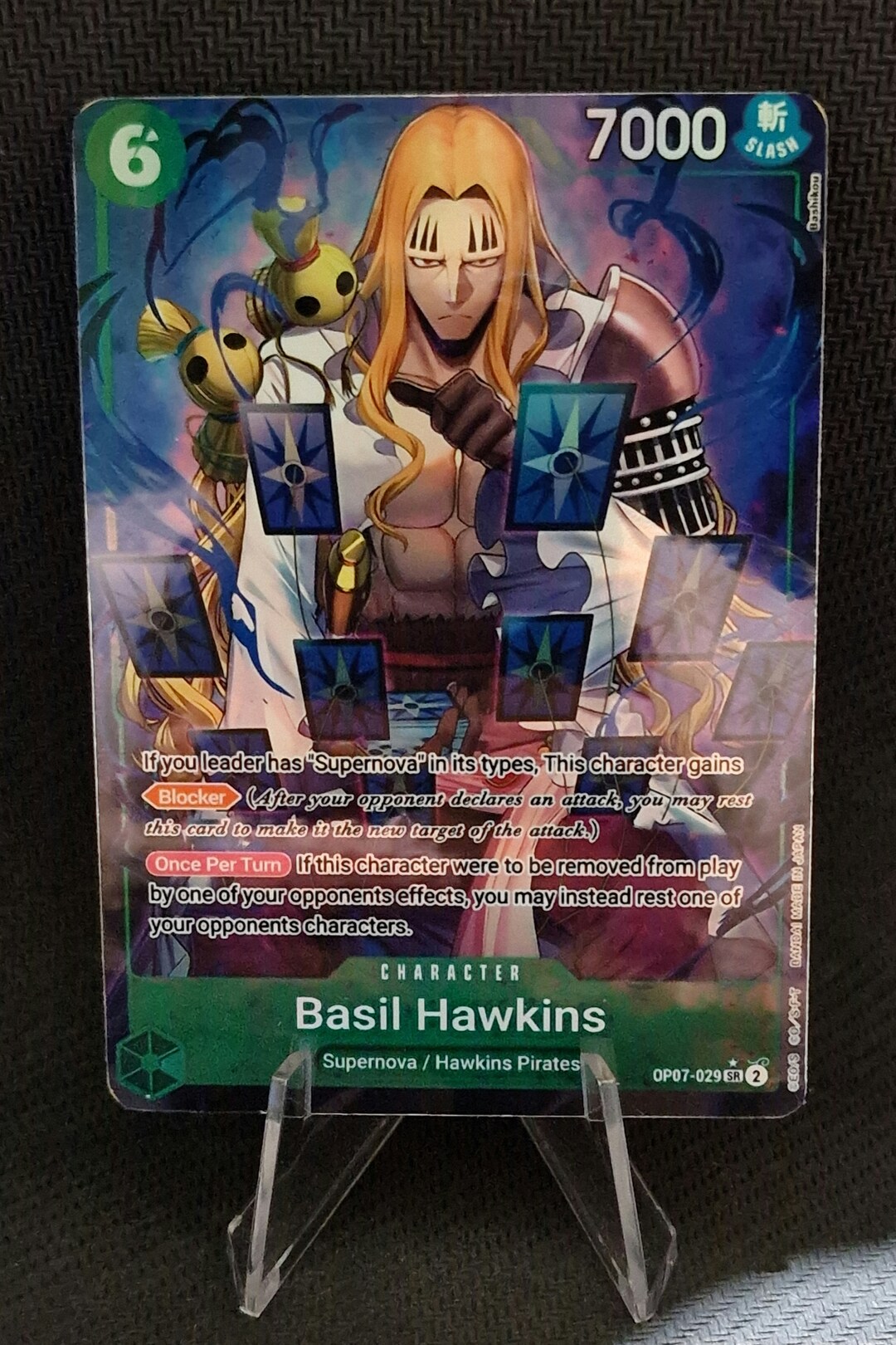 One Piece Proxy Card Holo - Basil Hawkins OP07-029 Character