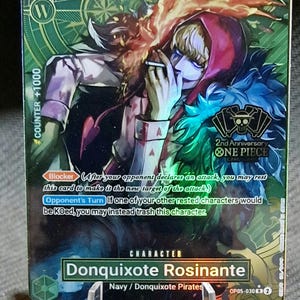 Carte proxy One Piece Holo - Donquixote Rosinante OP05-030 personnage Exclusif 2e anniversaire Version anglaise