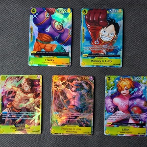 One Piece Proxy Card Holo - Monkey D. Luffy Franky Portgas D. Ace Lillith - OP07 Karakter Geel
