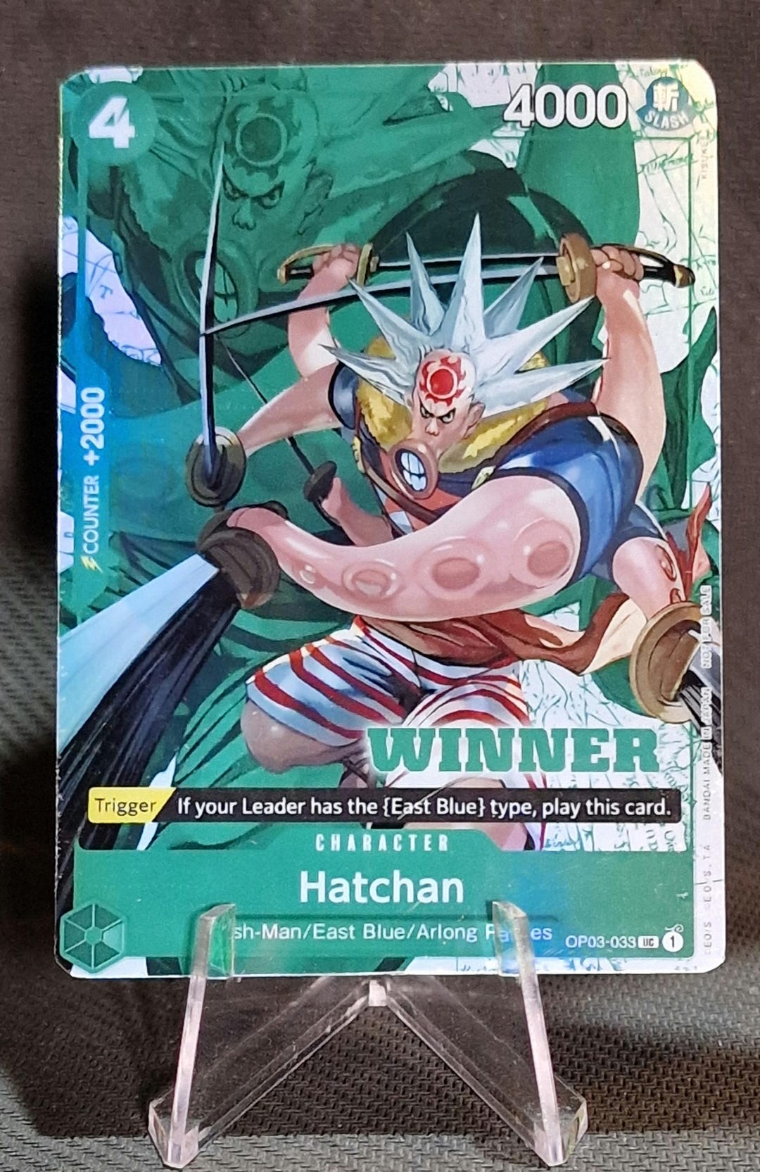 はっちゃん WINNER プロモ OP03-033 One Piece Proxy Card Holo - Hatchan OP03-033 Character Winner Pack
