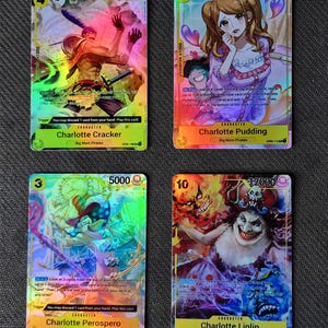 One Piece-Proxykarte Holo – Charlotte Cracker Charlotte Pudding Charlotte Perospero Charlotte Linlin – OP03 Charakter Gelb