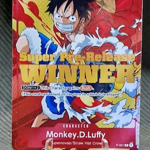 One Piece Proxy-Karte Holo – Monkey.D.Luffy P-001 Charakter-Promo Super Pre-Release Event 2022 Gewinner ENG-Version