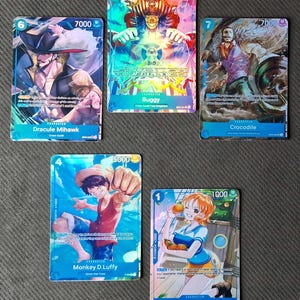 Carte proxy One Piece Holo - Dracule Mihawk Buggy Crocodile Monkey.D.Luffy Nami - OP09 Character Set Blue version ENG