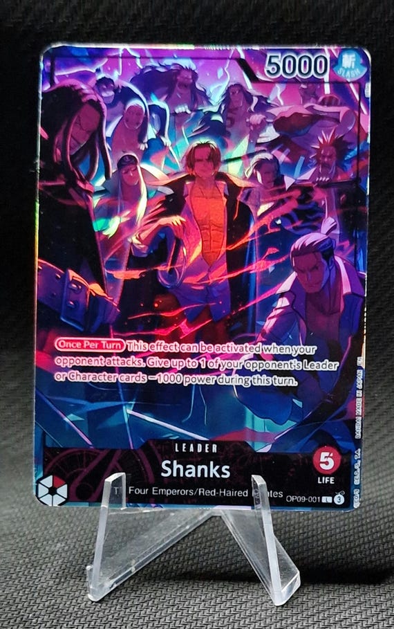 one piece trading card game shanks Proxy Holo - Leader OP09-001 4 Emperor Set 2nd Anniversary Alt Art Slash Emperors in the New World Singles Shanks (SP) - A Fist