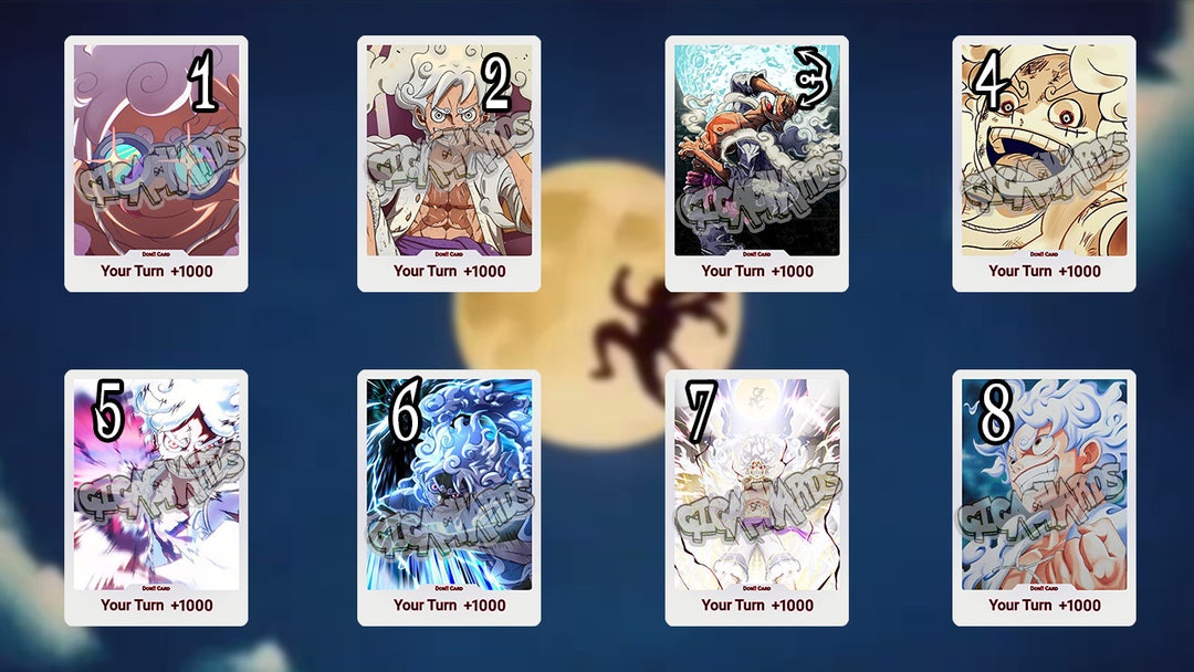 One Piece DON!! - Custom Card - Handmade - Luffy Gear 5 Nika Set