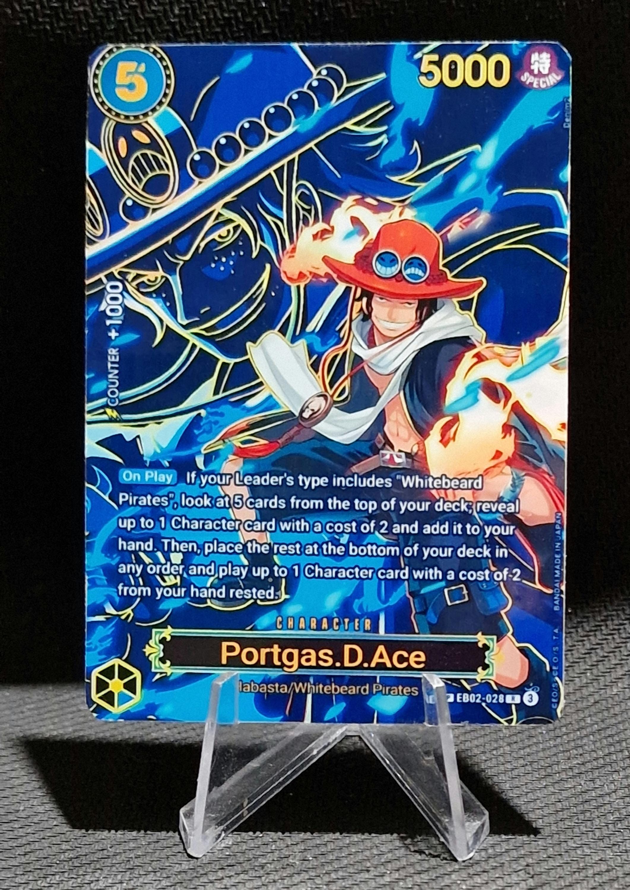 や*ー様 PSA8 ワンピース ミニ エース パーフォ メイホロ OP02-01 One Piece Proxy Card Holo - Portgas.d.ace EB02-028 Special Art